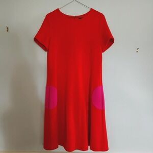Barneys New York Red 100% Wool A-Line Dess Size 8